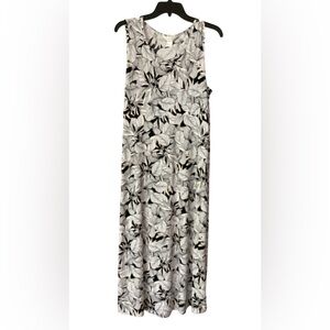 Christopher & Banks Black, Tan, White floral print maxi dress